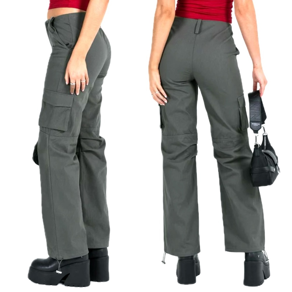 Princess Polly Baggy Cargo Pants Womens Size 8 Wileman Wide Leg Cinch Hem Y2K - Picture 15 of 15